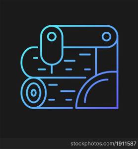 Wood processing gradient vector icon for dark theme. Timber framing. Advanced automation in woodworking industry. Thin line color symbol. Modern style pictogram. Vector isolated outline drawing. Wood processing gradient vector icon for dark theme