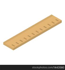 Wood ruler icon. Isometric of wood ruler vector icon for web design isolated on white background. Wood ruler icon, isometric style