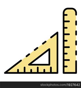 Wood ruler icon. Outline wood ruler vector icon color flat isolated. Wood ruler icon color outline vector