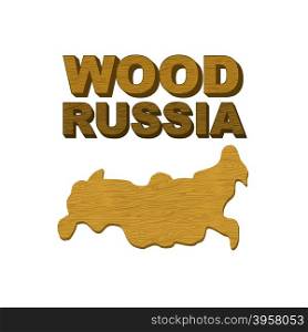Wood Russia. Map of country in form of wooden cutting board for food preparation. Vector illustration