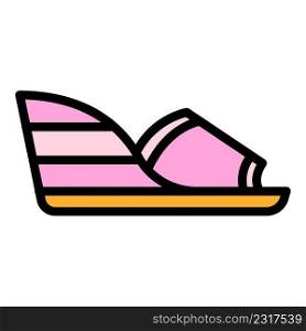 Wood sandals icon. Outline wood sandals vector icon color flat isolated. Wood sandals icon color outline vector