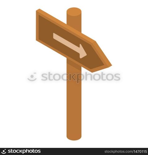 Wood sign board icon. Isometric of wood sign board vector icon for web design isolated on white background. Wood sign board icon, isometric style