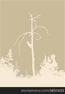 wood silhouette on brown background, vector illustration