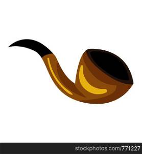 Wood smoking pipe icon. Cartoon of wood smoking pipe vector icon for web design isolated on white background. Wood smoking pipe icon, cartoon style