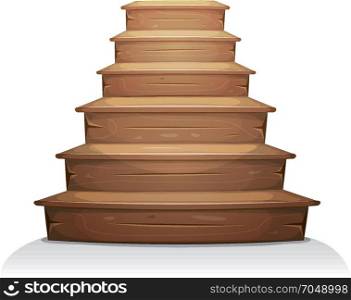 Wood Stairs. Illustration of a cartoon wooden stairway for old house construction