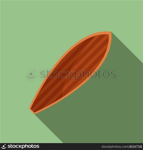 Wood surfboard icon. Flat illustration of wood surfboard vector icon for web design. Wood surfboard icon, flat style