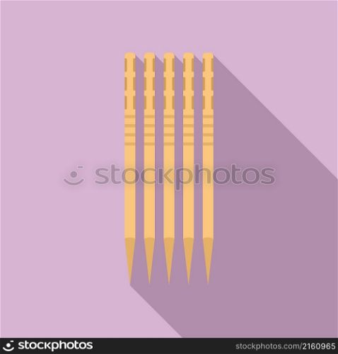 Wood toothpick icon flat vector. Pick stick. Wooden tooth stick. Wood toothpick icon flat vector. Pick stick