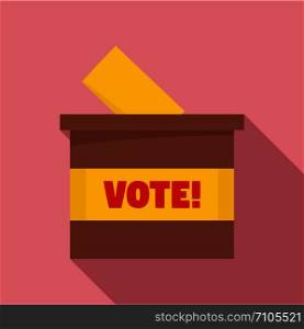 Wood vote box icon. Flat illustration of wood vote box vector icon for web design. Wood vote box icon, flat style