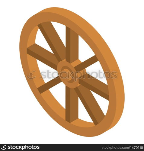 Wood wheel carriage icon. Isometric of wood wheel carriage vector icon for web design isolated on white background. Wood wheel carriage icon, isometric style