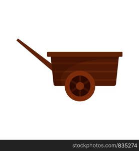 Wood wheelbarrow icon. Flat illustration of wood wheelbarrow vector icon for web isolated on white. Wood wheelbarrow icon, flat style