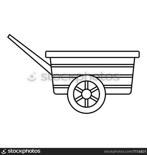 Wood wheelbarrow icon. Outline wood wheelbarrow vector icon for web design isolated on white background. Wood wheelbarrow icon, outline style