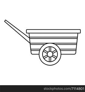 Wood wheelbarrow icon. Outline wood wheelbarrow vector icon for web design isolated on white background. Wood wheelbarrow icon, outline style