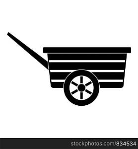 Wood wheelbarrow icon. Simple illustration of wood wheelbarrow vector icon for web design isolated on white background. Wood wheelbarrow icon, simple style