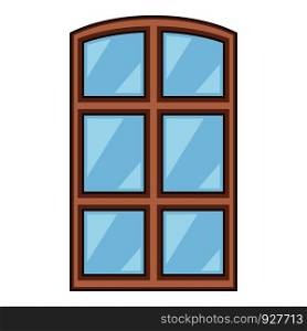 Wood window frame icon. Cartoon illustration of wood window frame vector icon for web. Wood window frame icon, cartoon style