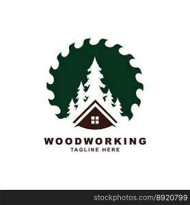 Wood working symbol logo design vector image