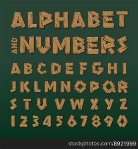 Wooden alphabet and numbers vector image