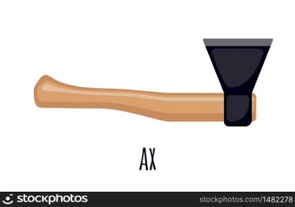 Wooden axe icon in flat style isolated on white background. Carpenter tool. Vector illustration.. Vector Wooden Axe icon in flat style isolated on white background.
