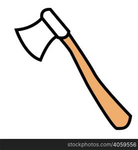 Wooden axe isolated on a white background. Color line art. Wooden axe isolated on a white background. Color line art.