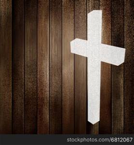 Wooden background with white cross on wood. + EPS8 vector file