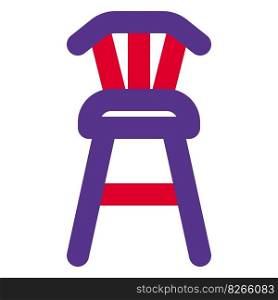 Wooden backrest equipped bar stool.