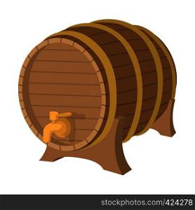 Wooden barrel cartoon icon on a white background. Wooden barrel cartoon icon