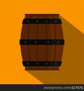 Wooden barrel icon. Flat illustration of wooden barrel vector icon for web. Wooden barrel icon, flat style