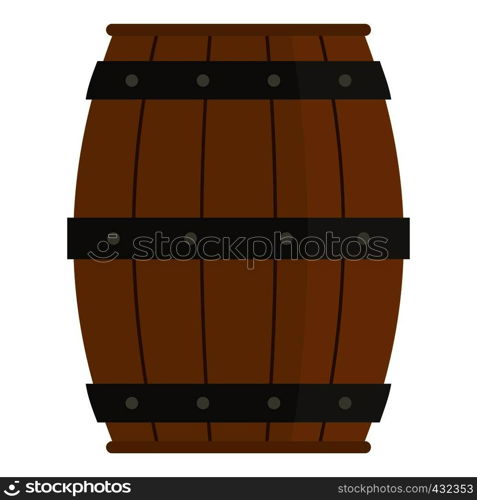 Wooden barrel icon flat isolated on white background vector illustration. Wooden barrel icon isolated