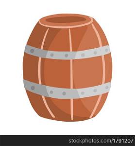 Wooden barrel isolated on white background. Drink container cartoon symbol. Alcohol keg icon. Vector illustration. Wooden barrel isolated on white background. Drink container cartoon symbol. Alcohol keg icon.