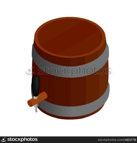 Wooden barrel isometric 3d icon on a white background. Wooden barrel isometric 3d icon