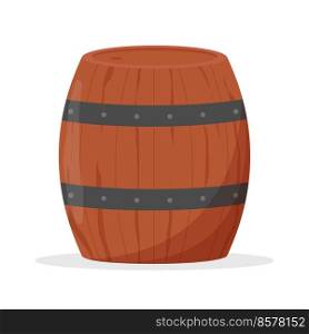 Wooden barrel on white background. Flat vector illustration.. Wooden barrel on white background. Flat vector illustration