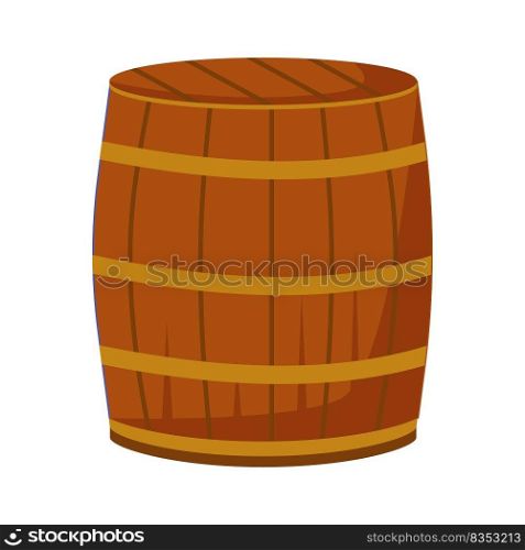 Wooden barrel semi flat color vector object. Wine cellar. Container for alcoholic drinks storage. Full sized item on white. Simple cartoon style illustration for web graphic design and animation. Wooden barrel semi flat color vector object