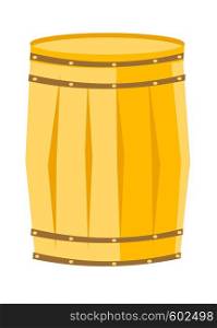 Wooden barrel with iron rings vector cartoon illustration isolated on white background.. Wooden barrel with iron rings vector cartoon.
