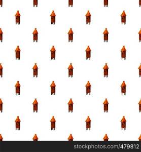 Wooden beehive pattern seamless repeat in cartoon style vector illustration. Wooden beehive pattern