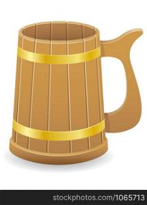 wooden beer mug vector illustration isolated on background