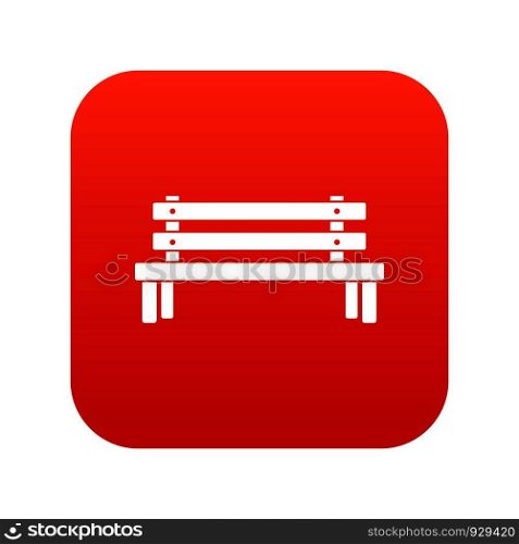 Wooden bench icon digital red for any design isolated on white vector illustration. Wooden bench icon digital red