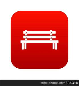 Wooden bench icon digital red for any design isolated on white vector illustration. Wooden bench icon digital red