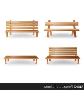Wooden Bench Realistic Vector Illustration. Smooth Wooden Classic Furniture On White background. Wooden Bench Realistic Vector Illustration. Smooth Wooden Classic Furniture On White