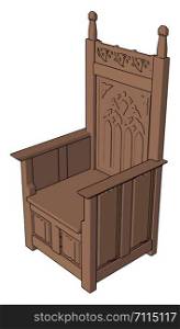 Wooden big chair, illustration, vector on white background.