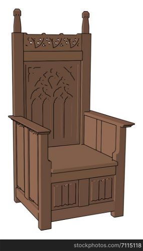 Wooden big chair, illustration, vector on white background.