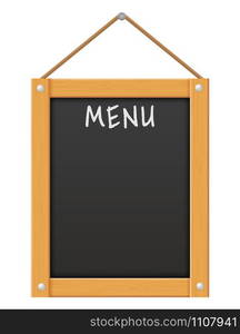 wooden black menu board blank template for design vector illustration isolated on white background