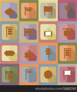 wooden board flat icons vector illustration isolated on background