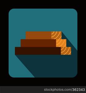 Wooden boards icon in flat style with long shadow. Felling symbol. Wooden boards icon, flat style