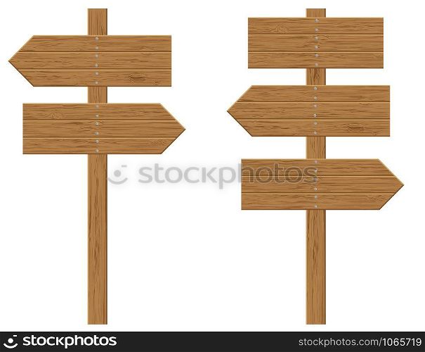 wooden boards signs vector illustration isolated on white background