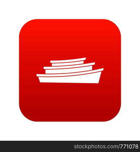 Wooden boat icon digital red for any design isolated on white vector illustration. Wooden boat icon digital red