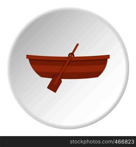Wooden boat icon in flat circle isolated vector illustration for web. Wooden boat icon circle