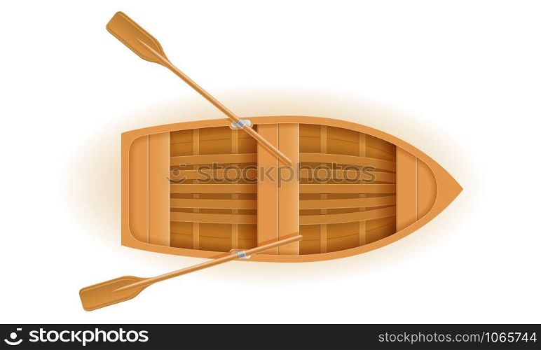 wooden boat top view vector illustration isolated on white background