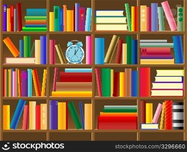 wooden bookshelf vector, abstract art illustration
