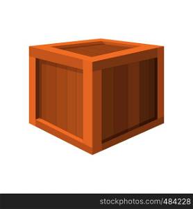 Wooden box cartoon icon on a white background. Wooden box cartoon icon