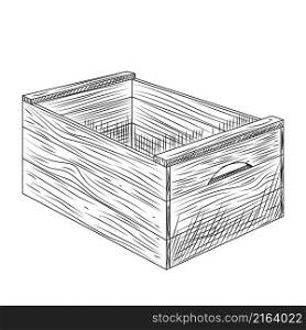 Wooden box isolated on white background. Vintage engraved style. Vector illustration. Wooden box isolated on white background. Vintage engraved style.