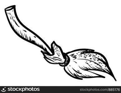 Wooden broom sketch, illustration, vector on white background.